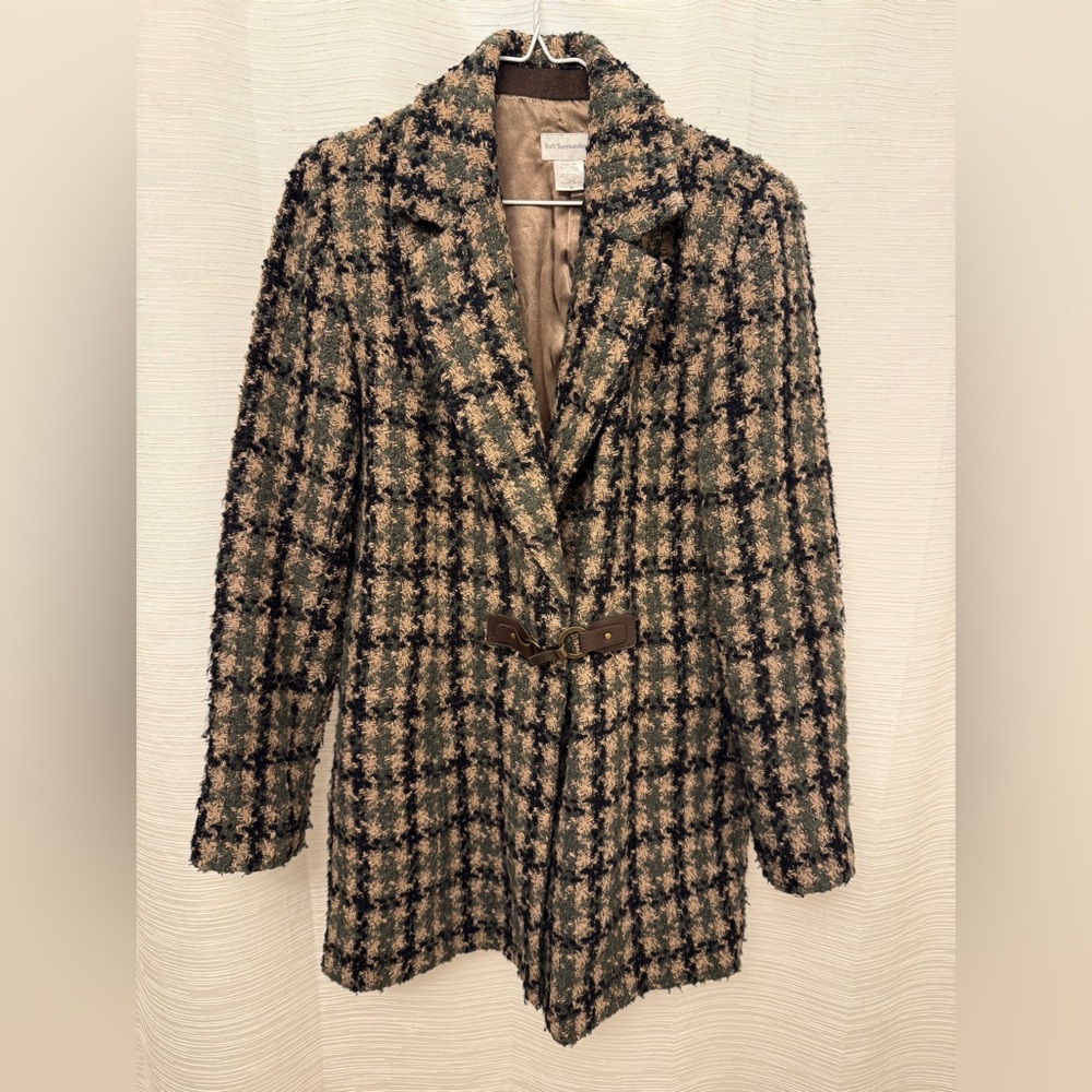 Soft Surroundings Yorkshire Tweed womans  jacket with Houndstooth Pattern Medium